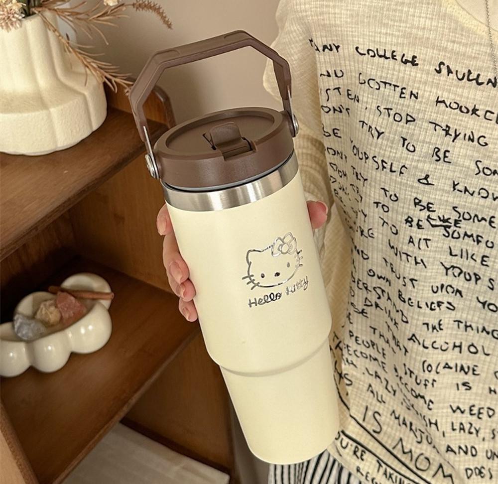 Brown milk 키티 대용량 스텐 텀블러 대용량 보온 보냉 손잡이 리유저블컵