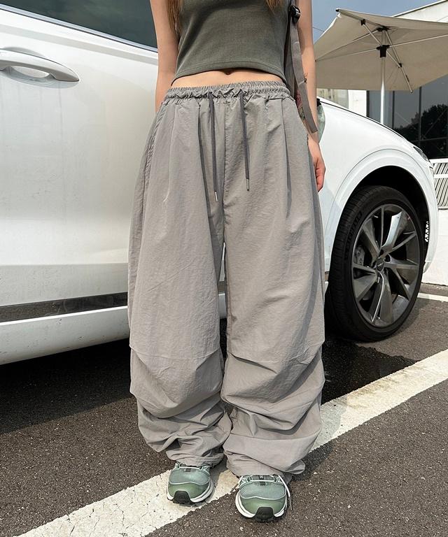 워무드마인 nylon parachute wide pants / y2k 남녀공용 밴딩 나일론 바람막이 파라슈트 스트링 오버핏 조거 벌룬 팬츠 바지 와이드팬츠 여름바지 파라슈트팬츠 벌룬팬츠