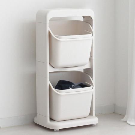 이런 상품 어때요? 올리빙 도트 트롤리 빨래바구니 2단 화이트