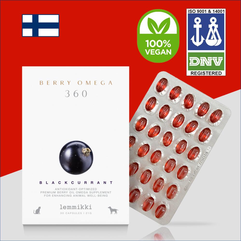 [핀란드산] 렘미끼 베리오메가 360 블랙커런트베리 강아지 고양이 피부 및 모질관리를 위한 영양제