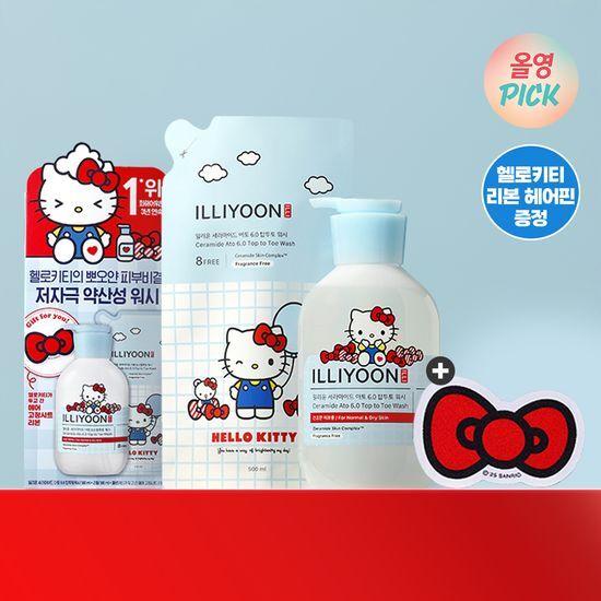[4월 올영픽] 일리윤 세라마이드 아토6.0 탑투토워시 500ml+리필 500ml(헬로키티 기획세트)
