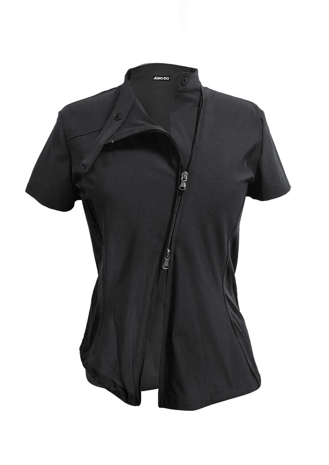 CURVED ZIP-UP SHIRT . COOL BLACK