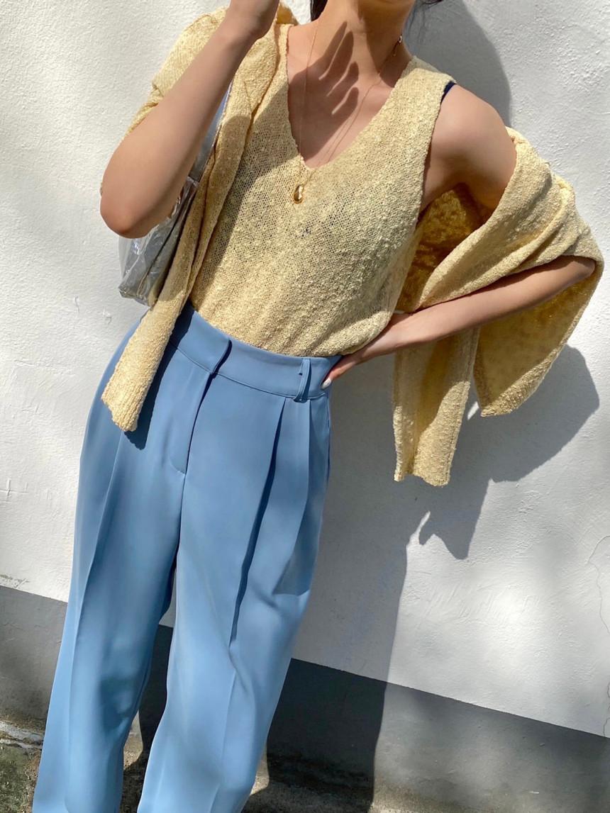 플루디 부클 팝콘 리본 스트랩 가디건