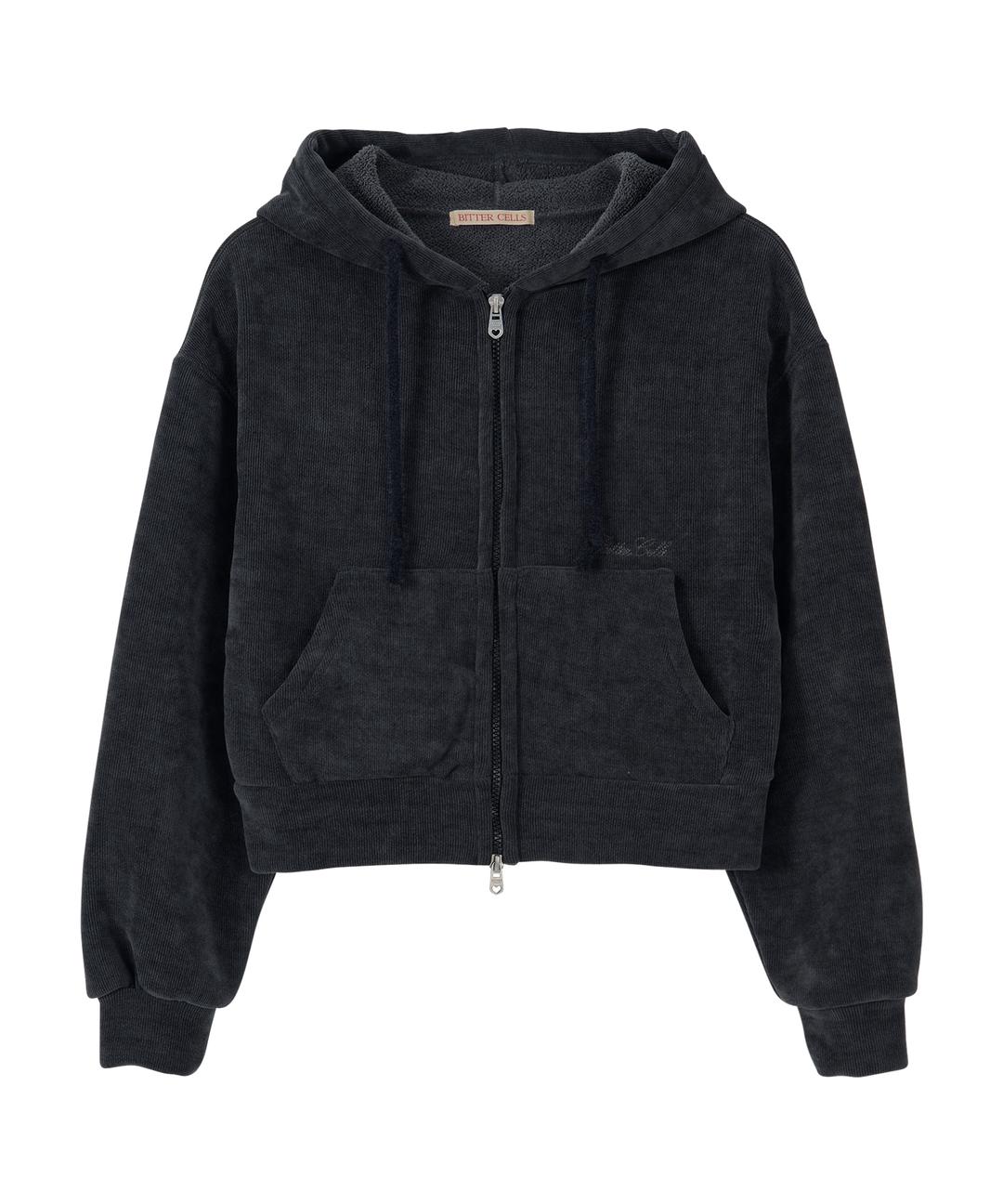 Dusty Boa Hood Zip Up-Charcoal