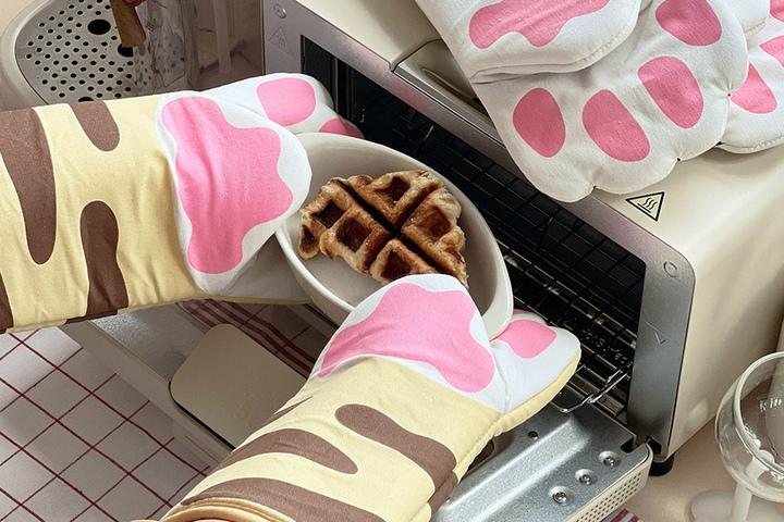 귀여운 냥발 오븐장갑 고양이 패브릭장갑 냄비 전자렌지 손잡이 주방장갑 2P