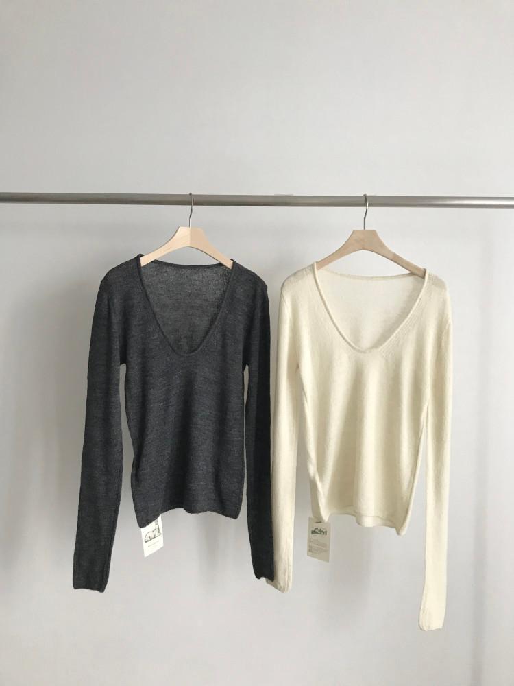 [당일출고] mohhe 모흐 스쿱넥 니트 알파카 모헤어 양면