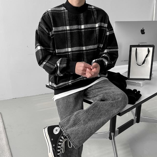 [당일출고]로이드 체크 반폴라 맨투맨(3color)