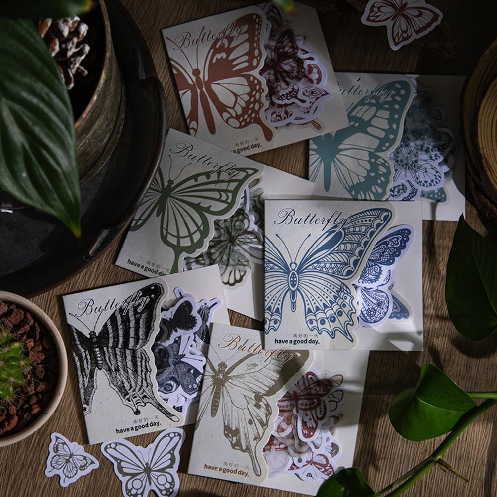 블루 모르포 나비 빈티지 다꾸 스티커