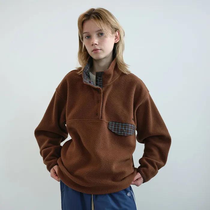 레트로 스냅 플리스 아노락 (Brown)