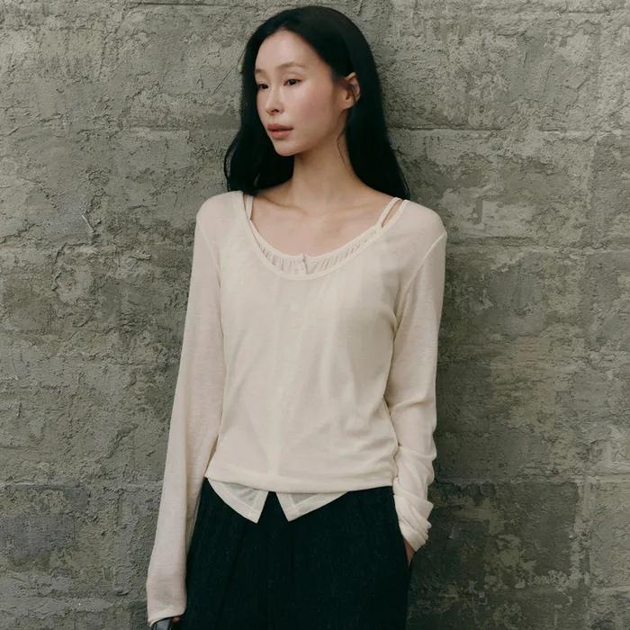 [4th] BUTTON CAMI & TOP (Cream)