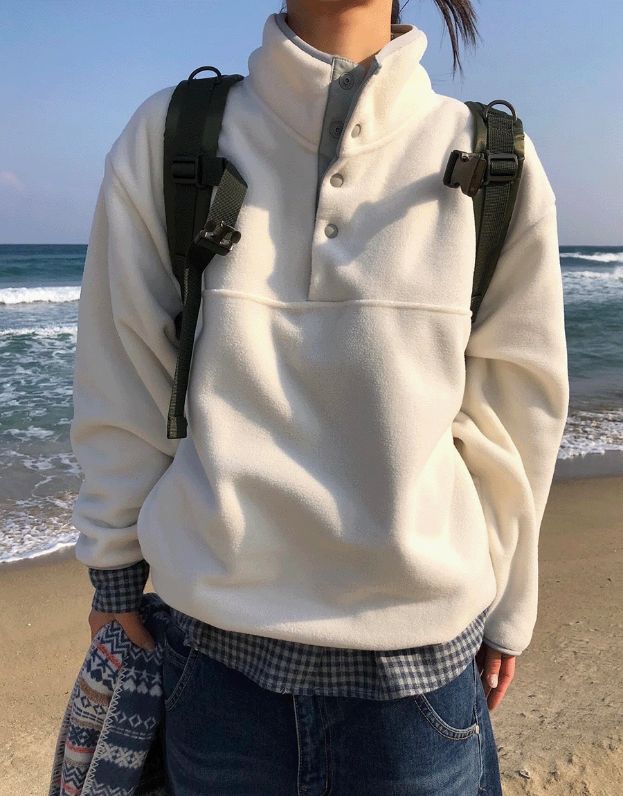 슬로 [주문폭주] 리플 후리스 스냅 T (2color)