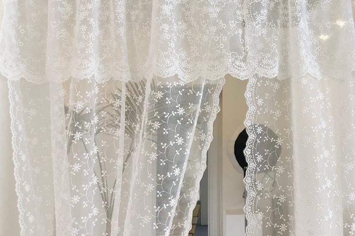 가림막 커튼 프릴 가리개 벨크로 자수 레이스 찍찍이 작은 창문 커텐, 프릴은하수