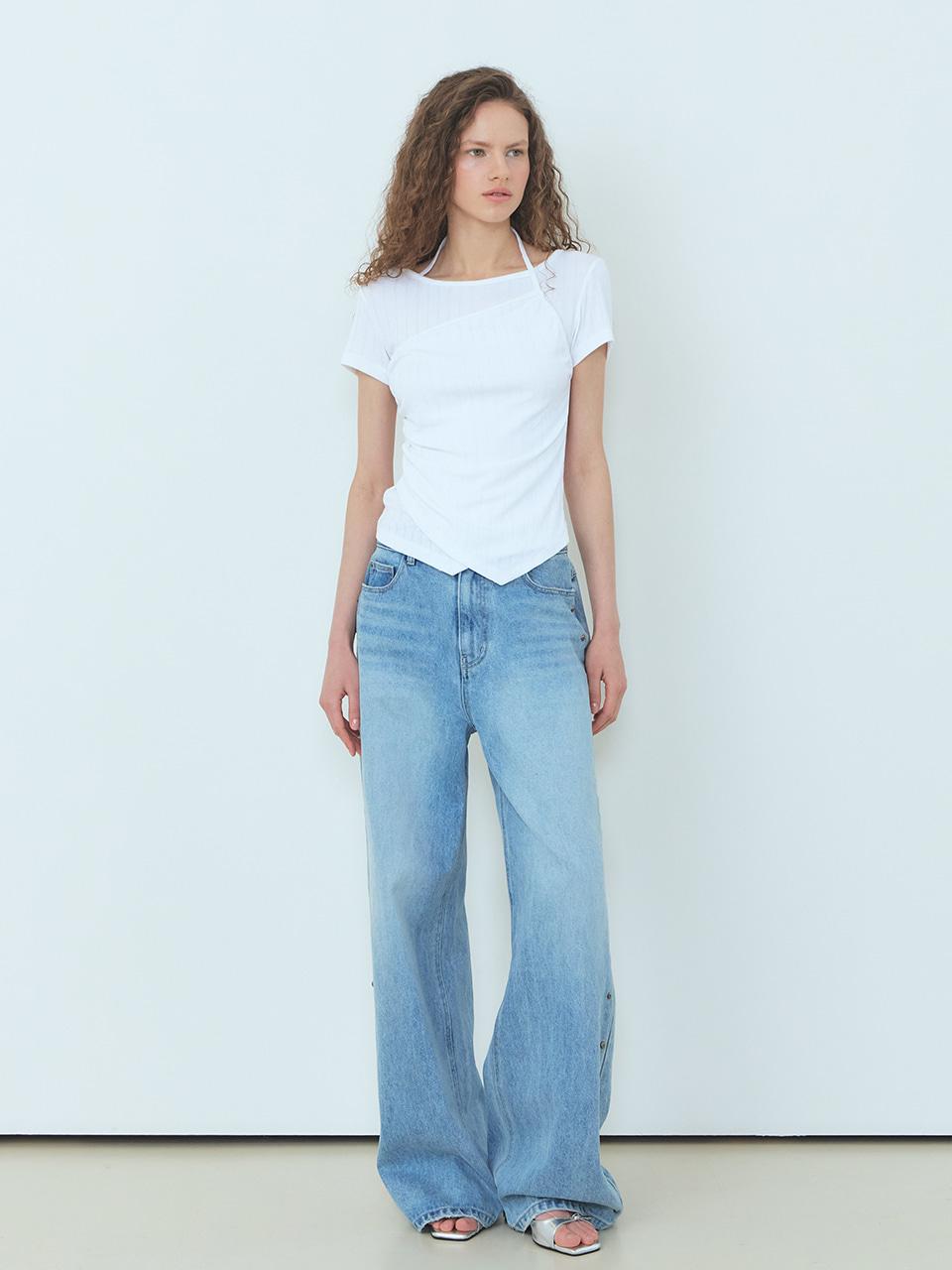 Layered Halter T-Shirt, White