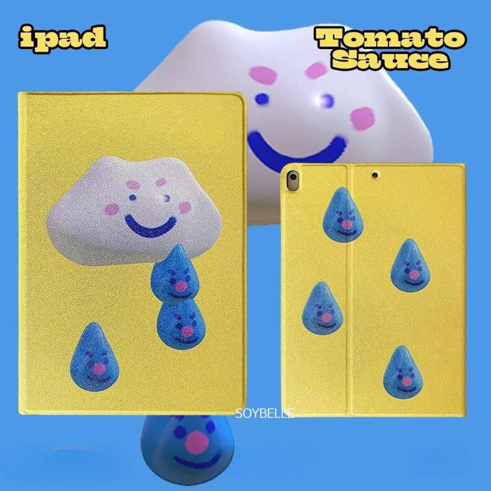 소이벨 구름 눈물 아이패드 커플 케이스 양면 삼단접이식 아크릴 펜슬수납 가능