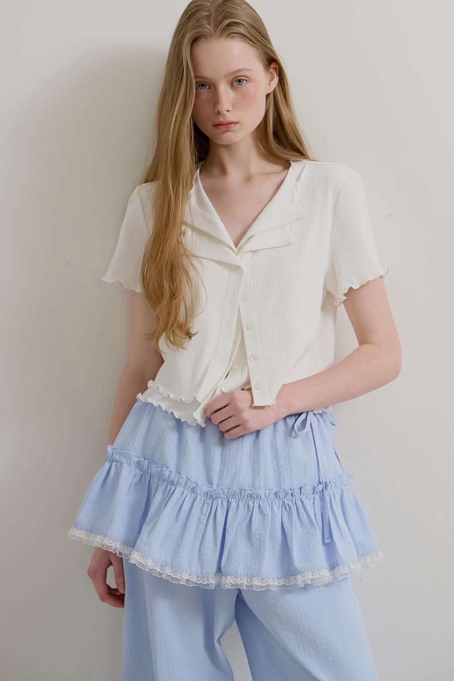 LAYERED SHORT SLEEVE CARDIGAN T-SHIRT - IVORY