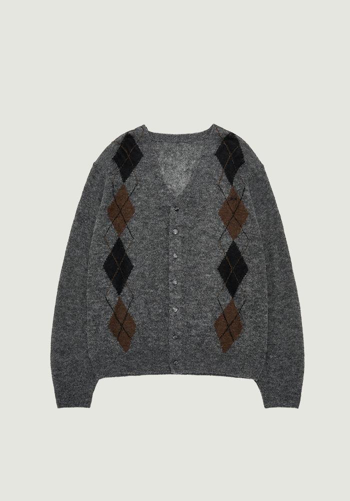 UNA ARGYLE V-NECK CARDIGAN