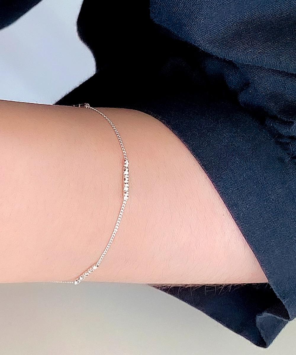 [무배] 실버925 컷팅 스톤 바 체인 팔찌 2colors