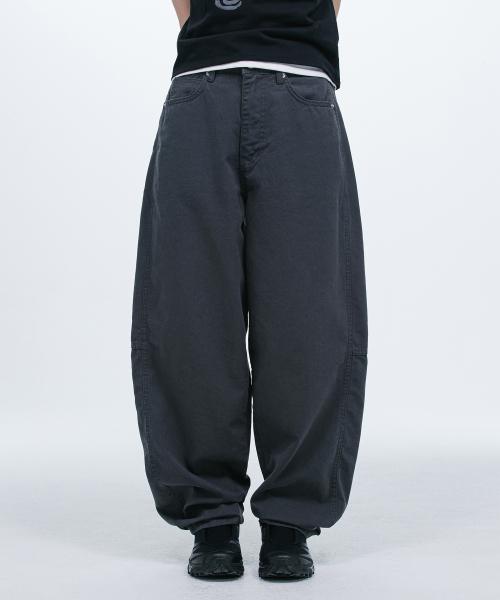 WIDE CURVED PANTS, CHARCOAL