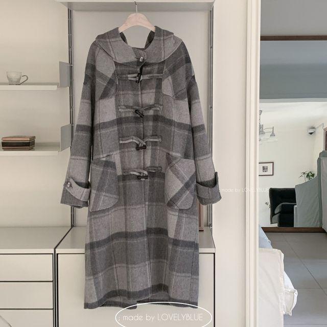 check pattern duffle coat