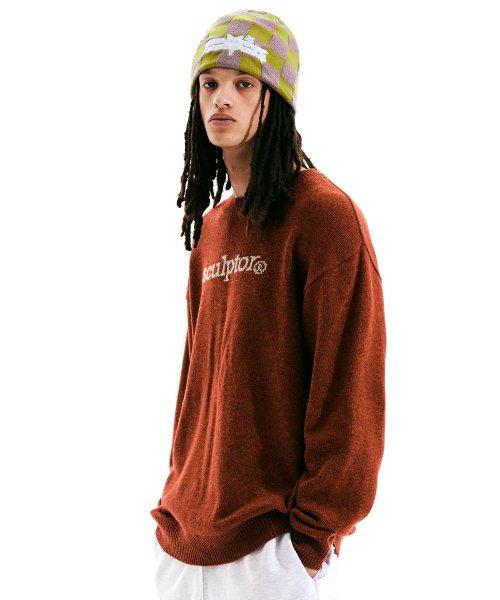 Logo Intarsia Wool Sweater Brick Red