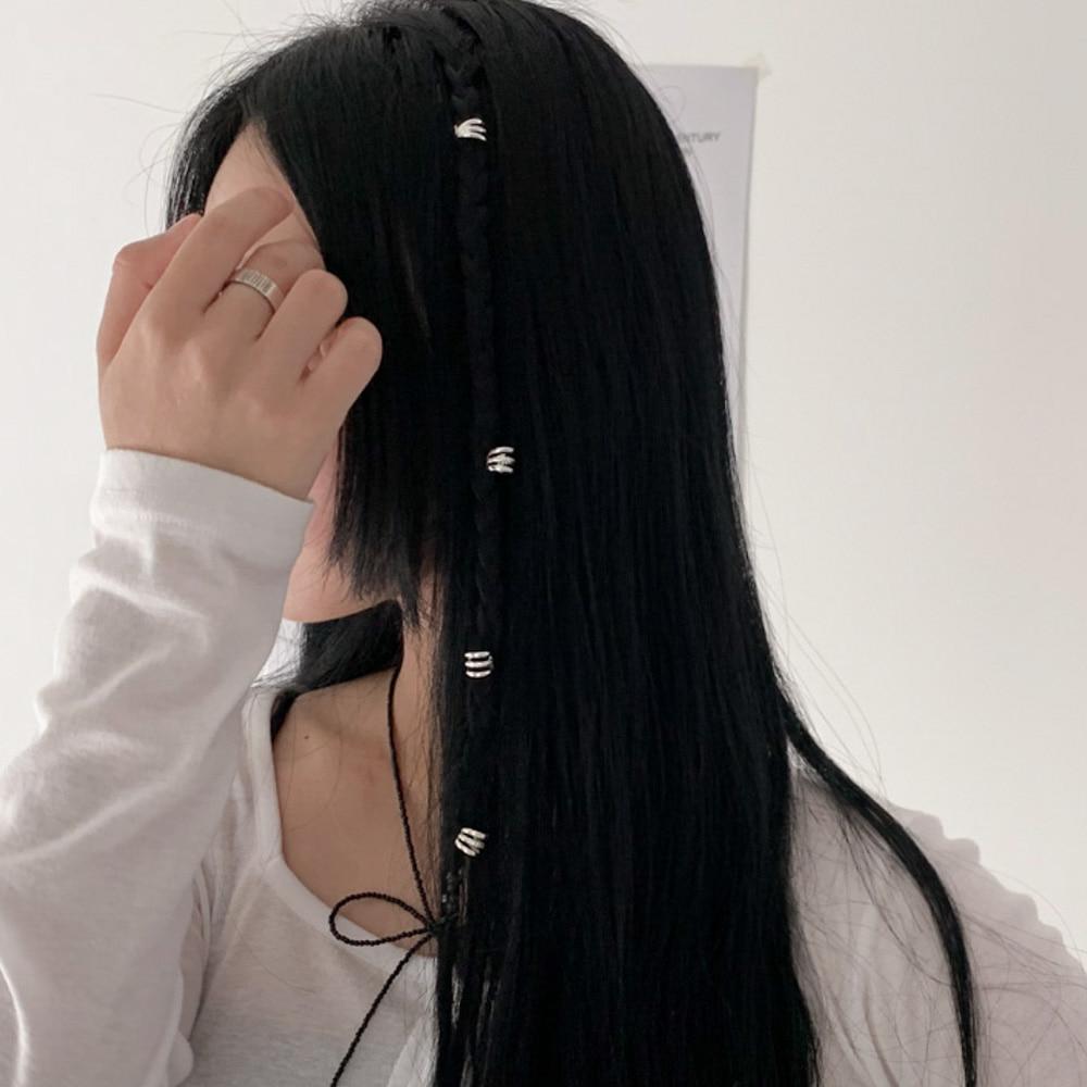 [10개세트/인기템] 미니 디스코 실버 쓰리 라인 헤어커프 헤어핀
