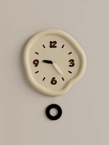 무소음 베이지 비정형 진자 시계 벽시계