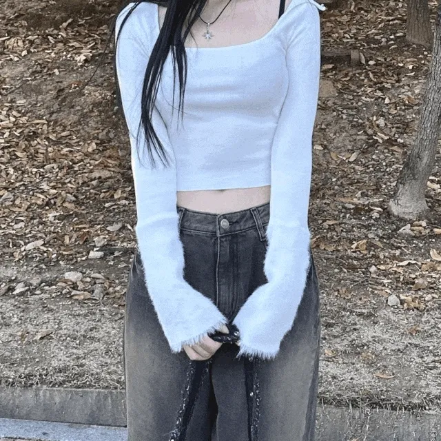 🚀당일발송[원가이하세일/여리핏] 앙고라 퍼 워머 니트 티