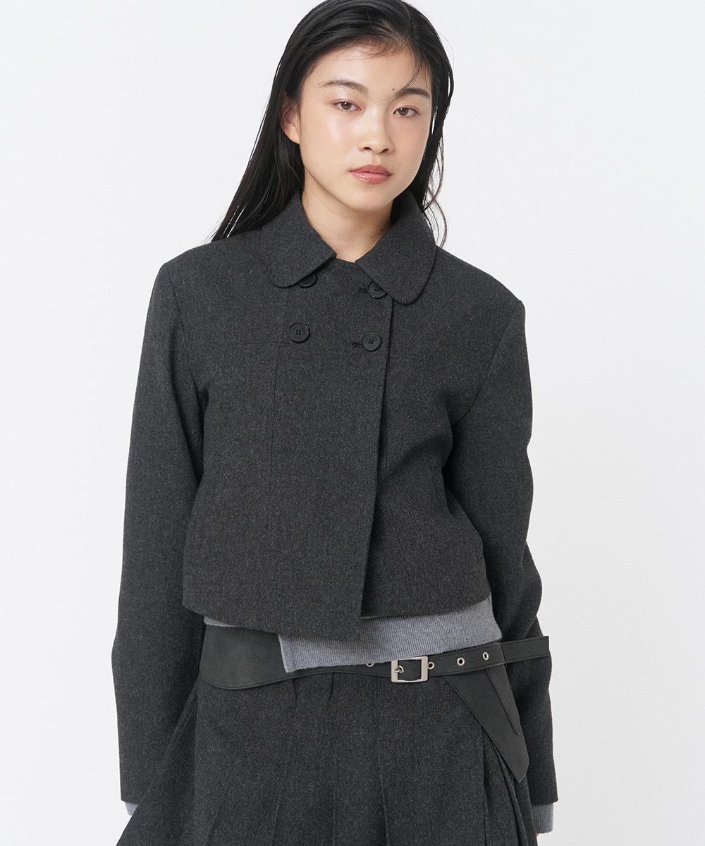 [9월 22일 발매] Wabi Round collar double jacket CHARCOAL