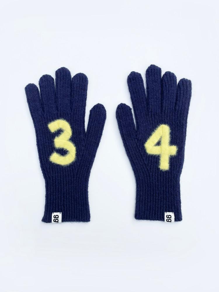 ggwel 꿸 커스텀 이니셜 니트 핑거홀 장갑 [네이비]