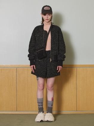 metallic tweed jumper - black