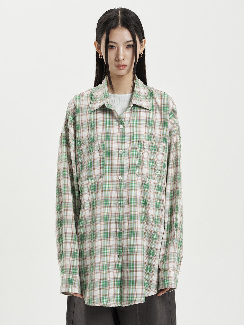 (6th Restock) OVER CHECK SHIRT / GREEN