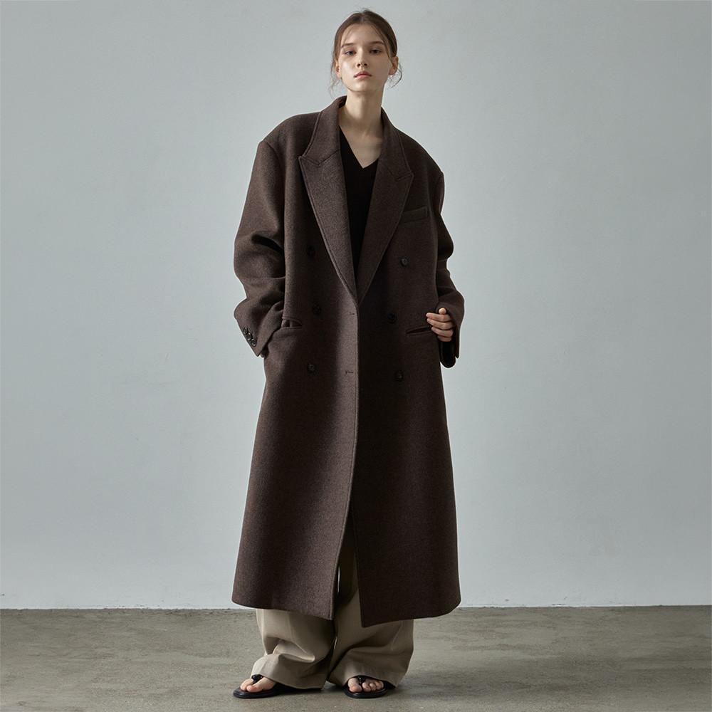캐시미어 더블 코트_melange brown