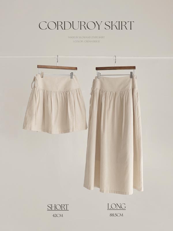 슬로우앤드 #SLOWMADE. 파트 잔셔링 x 잔코듀로이 스커트(+숏/롱ver) - 3 size
