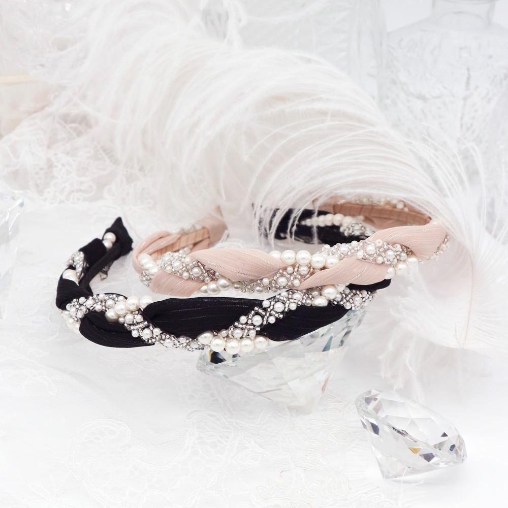 진주머리띠 쉬폰머리띠 꼬임머리띠 얇은헤어밴드