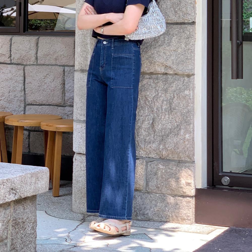 레드 아웃포켓 일자데님(2 color)