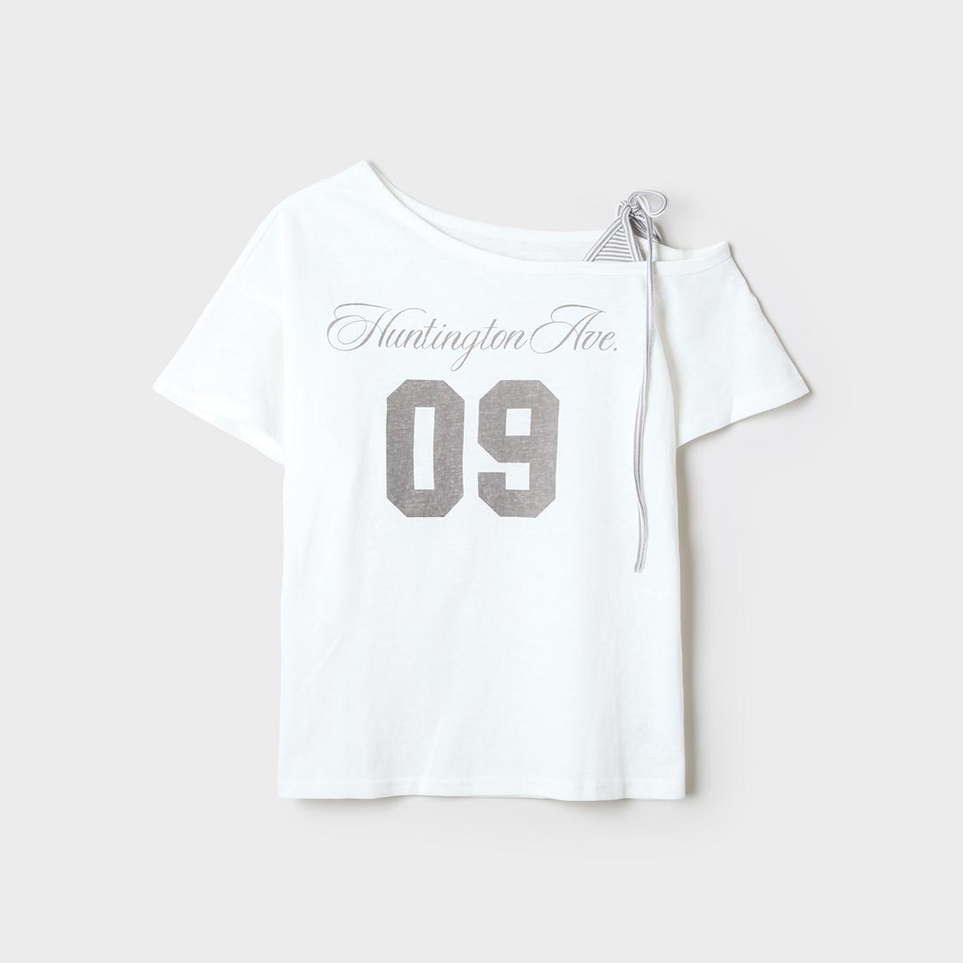 스파오 (QR) 레터 넘버링 오프숄더 반팔티_SPRPG24G91