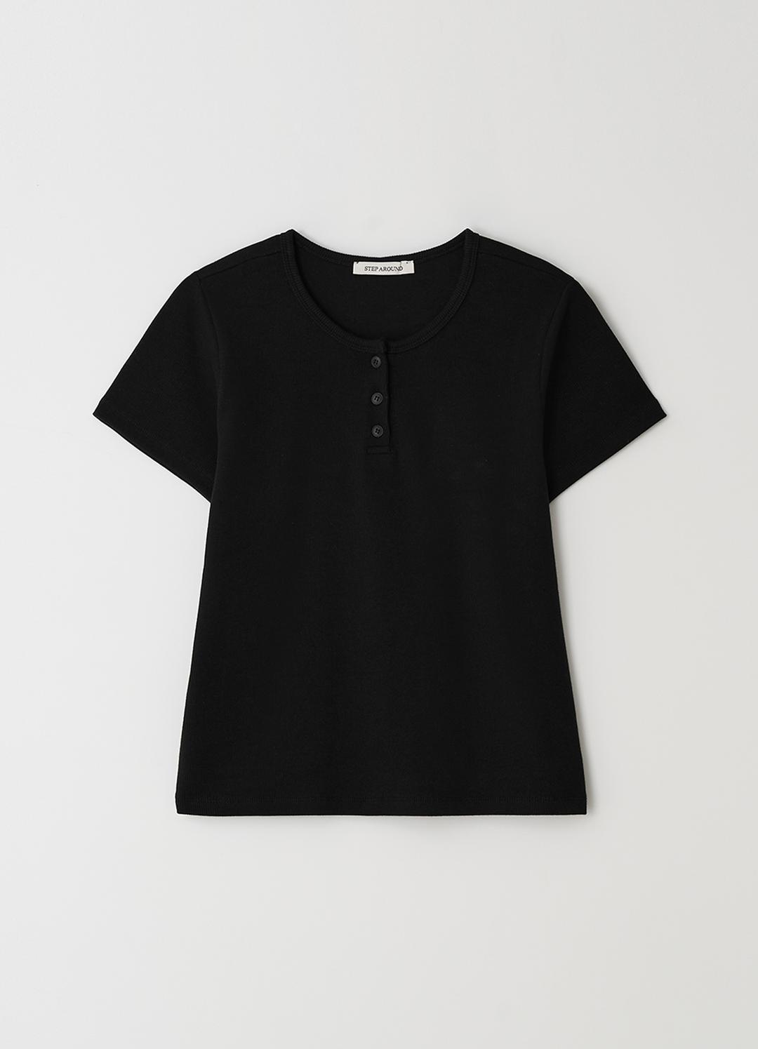Henley Short Sleeve T-Shirt_BLACK