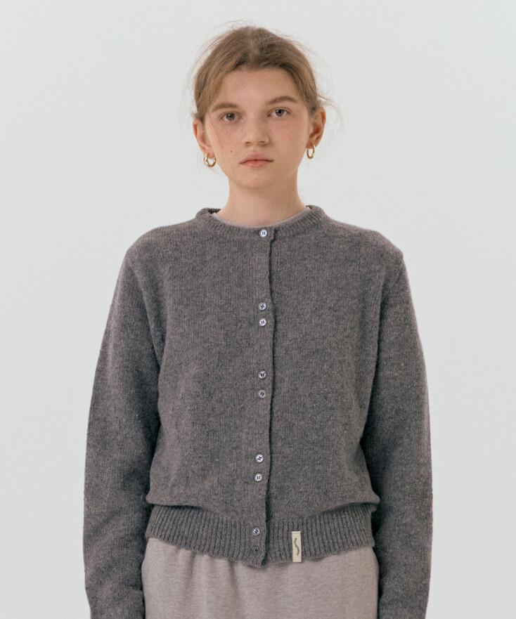 Emoji jacquard u-neck cardigan / grey