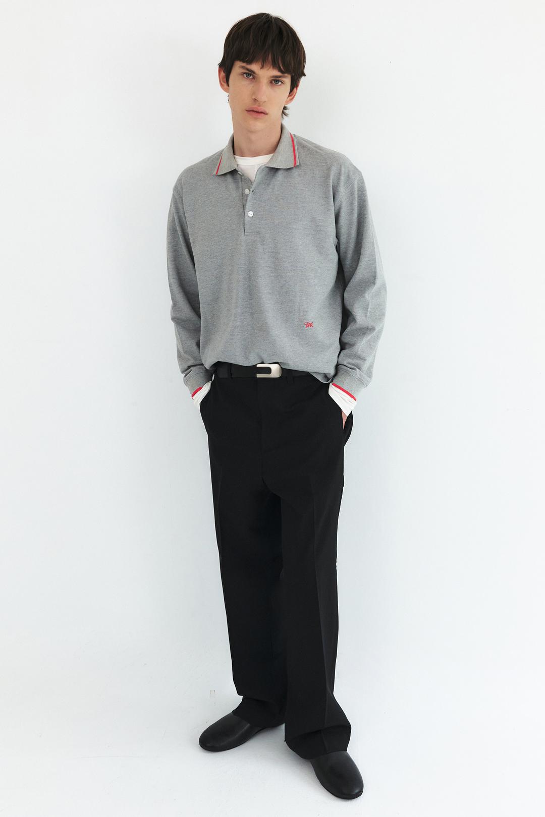 TIPPED COTTON PIQUE POLO - MELANGE GREY