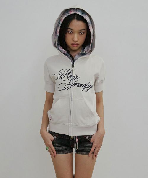 Miss Grumpy Zip-Up Hoodie Dirty White