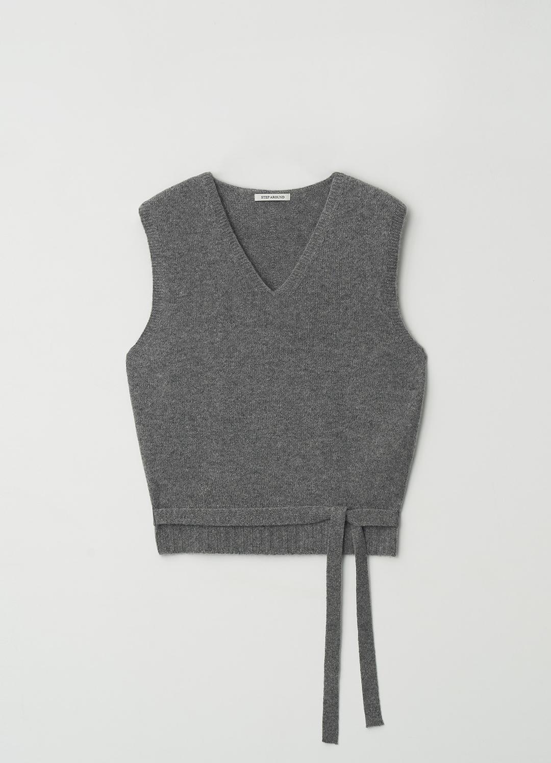 [9/24 순차배송] Wholegarment belted knit vest_M/GREY