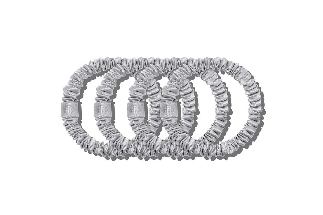 BACK TO BASICS SILVER SKINNY SCRUNCHIES