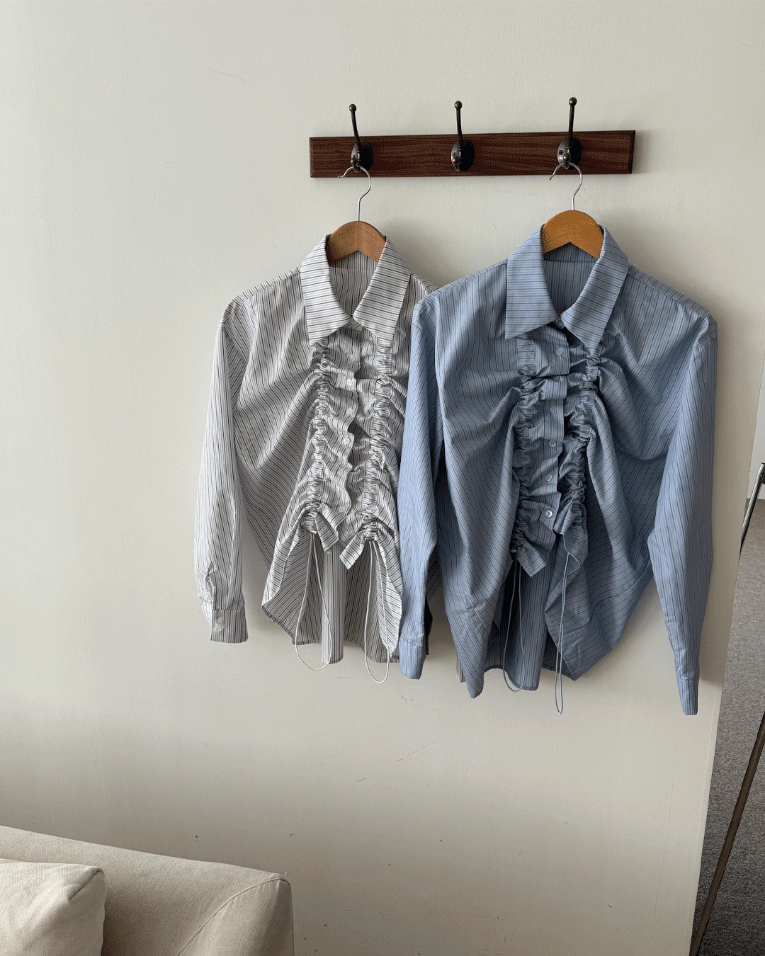 [New] 셔링 스트라이프 셔츠