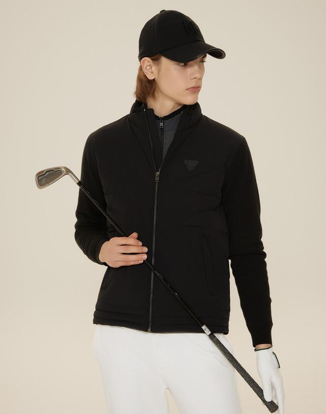 블랙 남성 앞판 약다운 방풍 하이브리드 풀집업