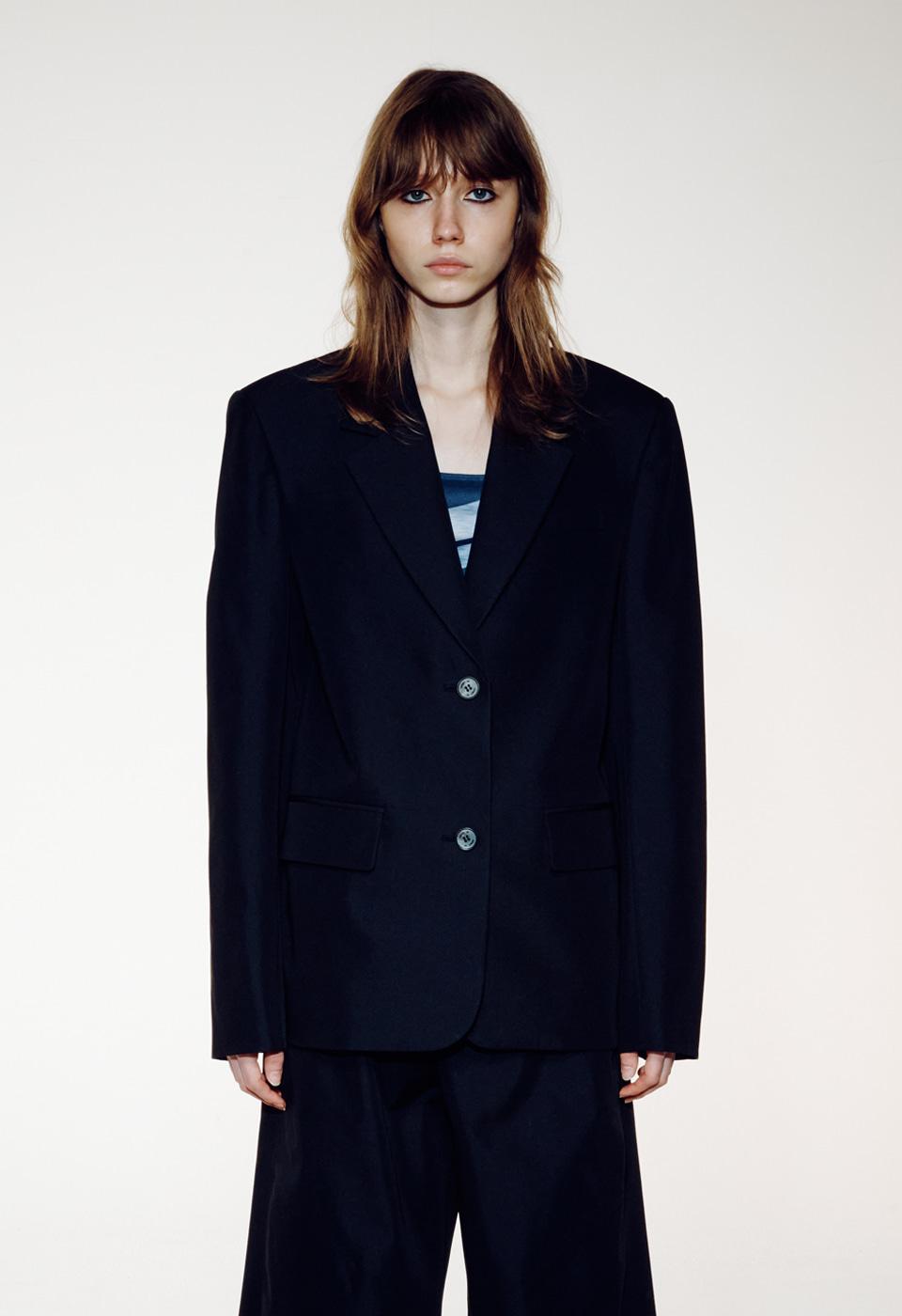 [Sustainable product] SINGLE-BREASTED BLAZER, BLACK