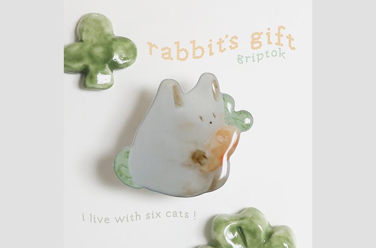 [i live with six cats] 그립톡 - 토끼의 선물