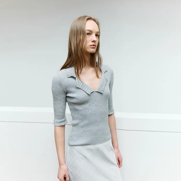 Double Collar Knit_Gray
