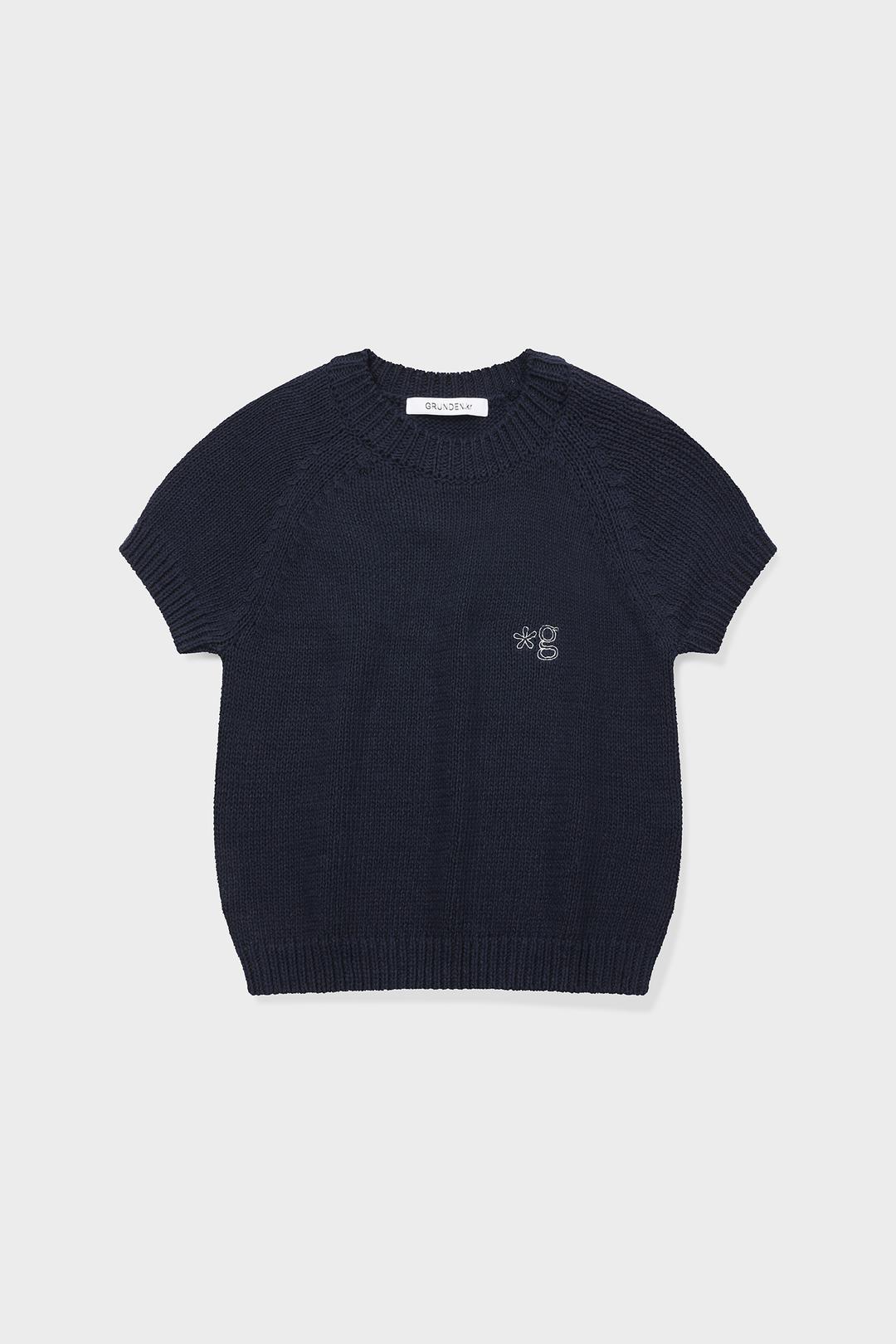 PLUMP SHORT-SLEEVE KNIT SWEATER (INK NAVY)