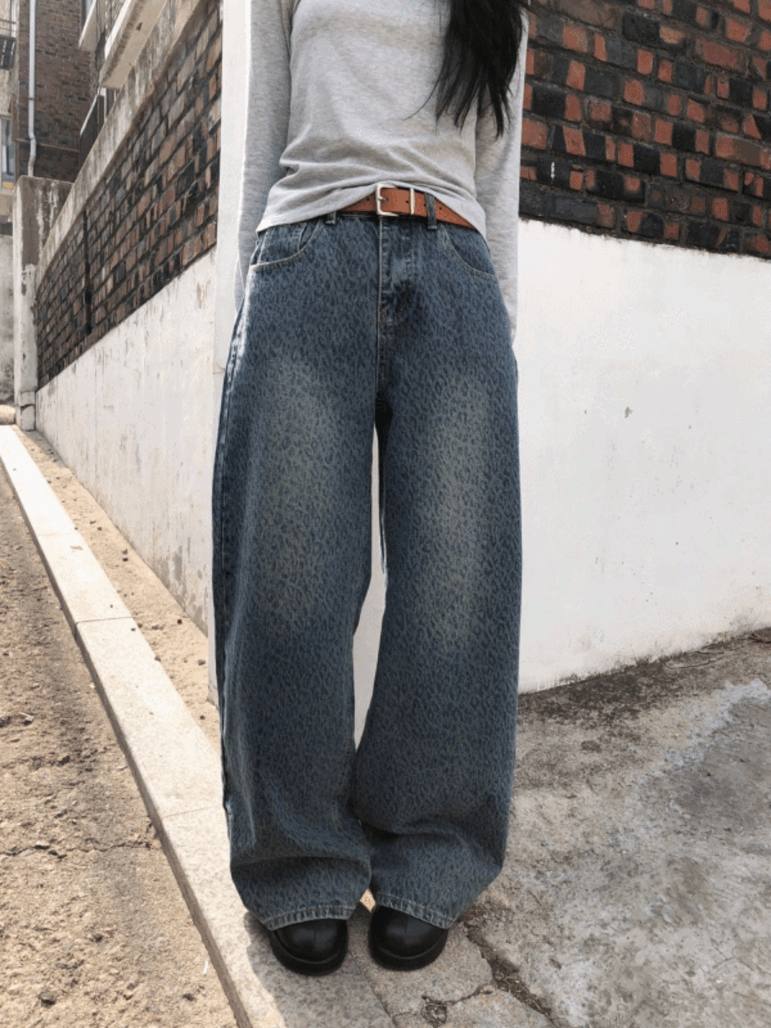 button leopard denim / 버튼 레오파드 데님