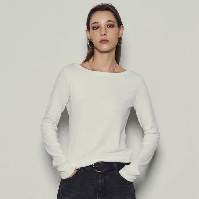 [Assential]Basic Slim Boat Neck T-Shirt_CTT333(Ivory)